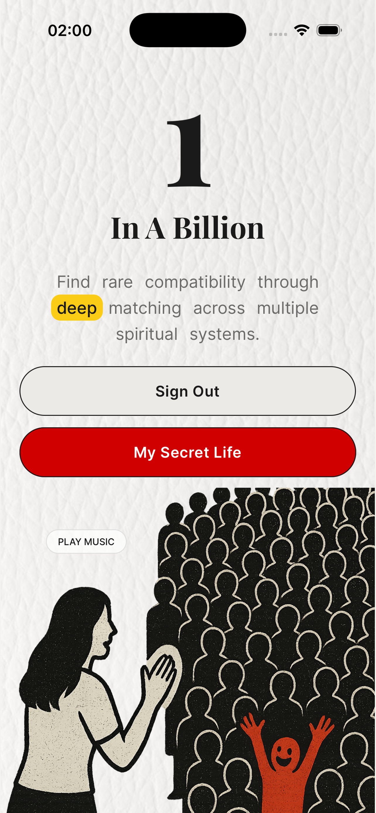 1 in a Billion App Home