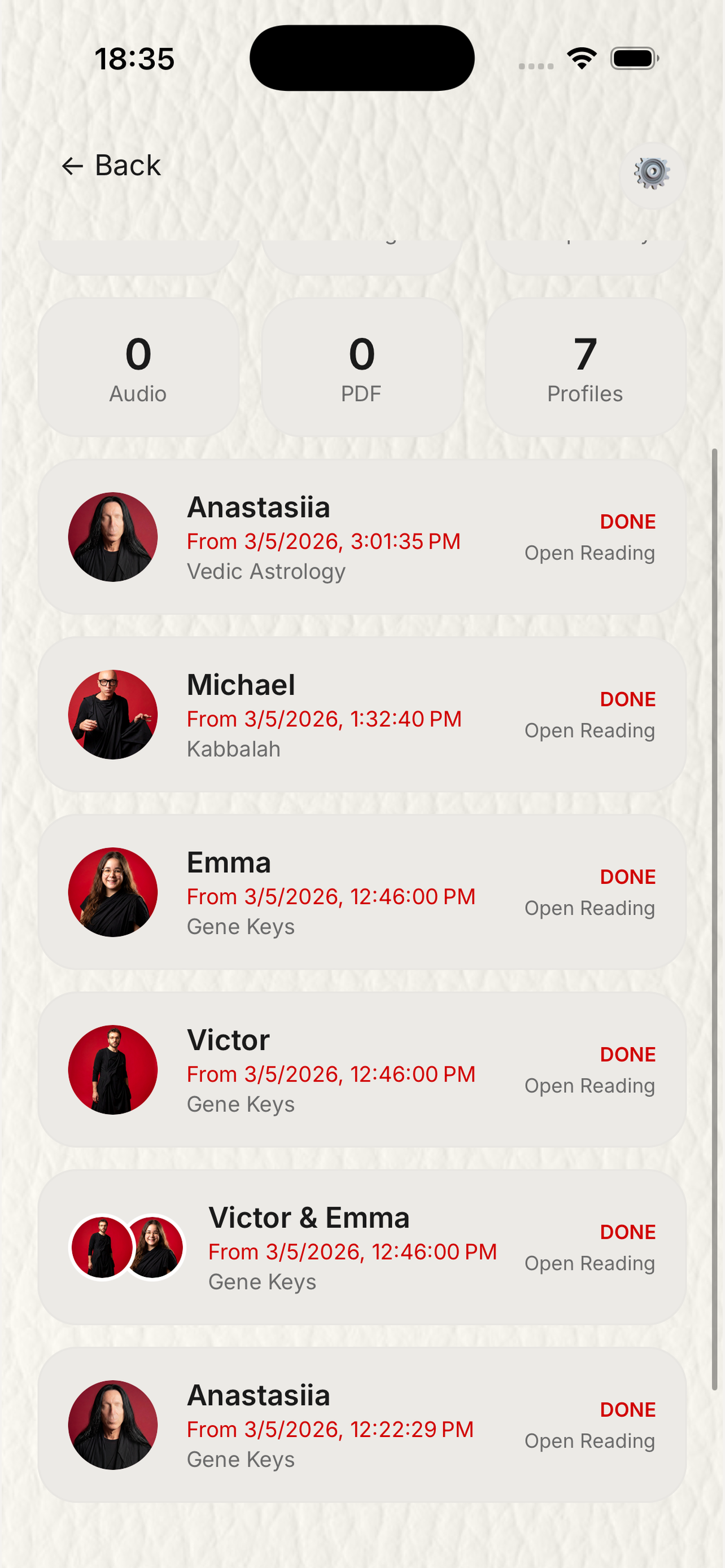 Readings Library Menu