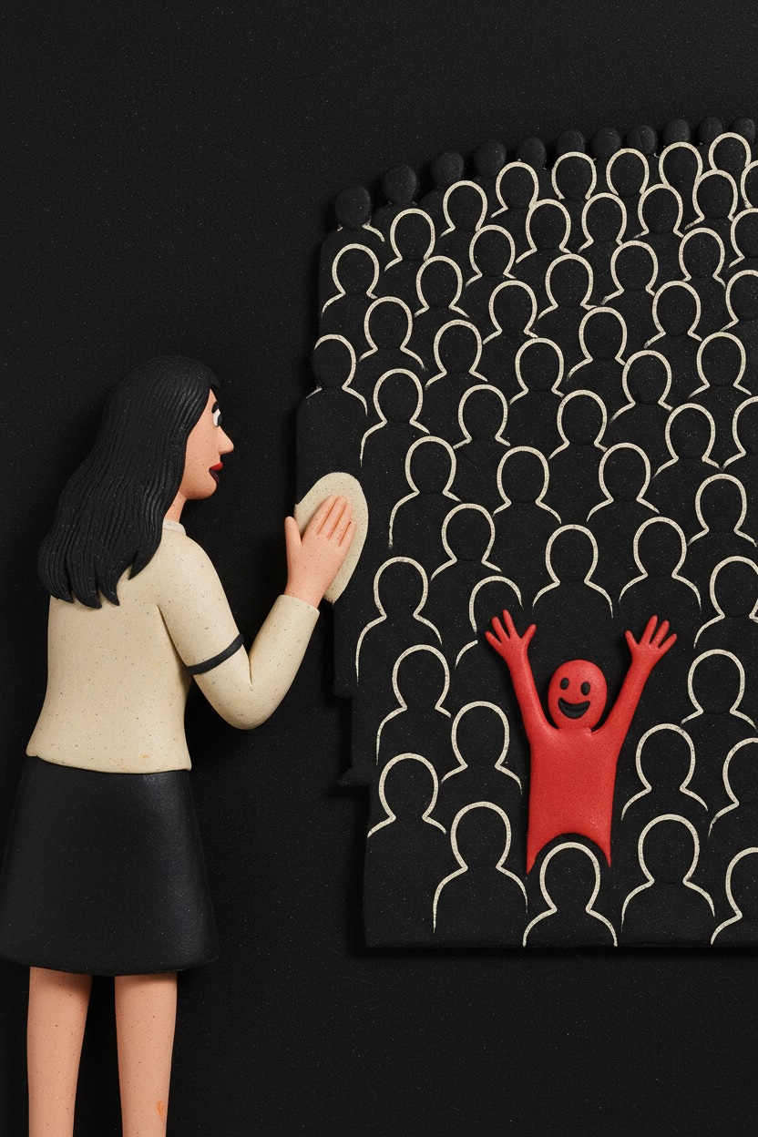 Finding the one red person in a crowd