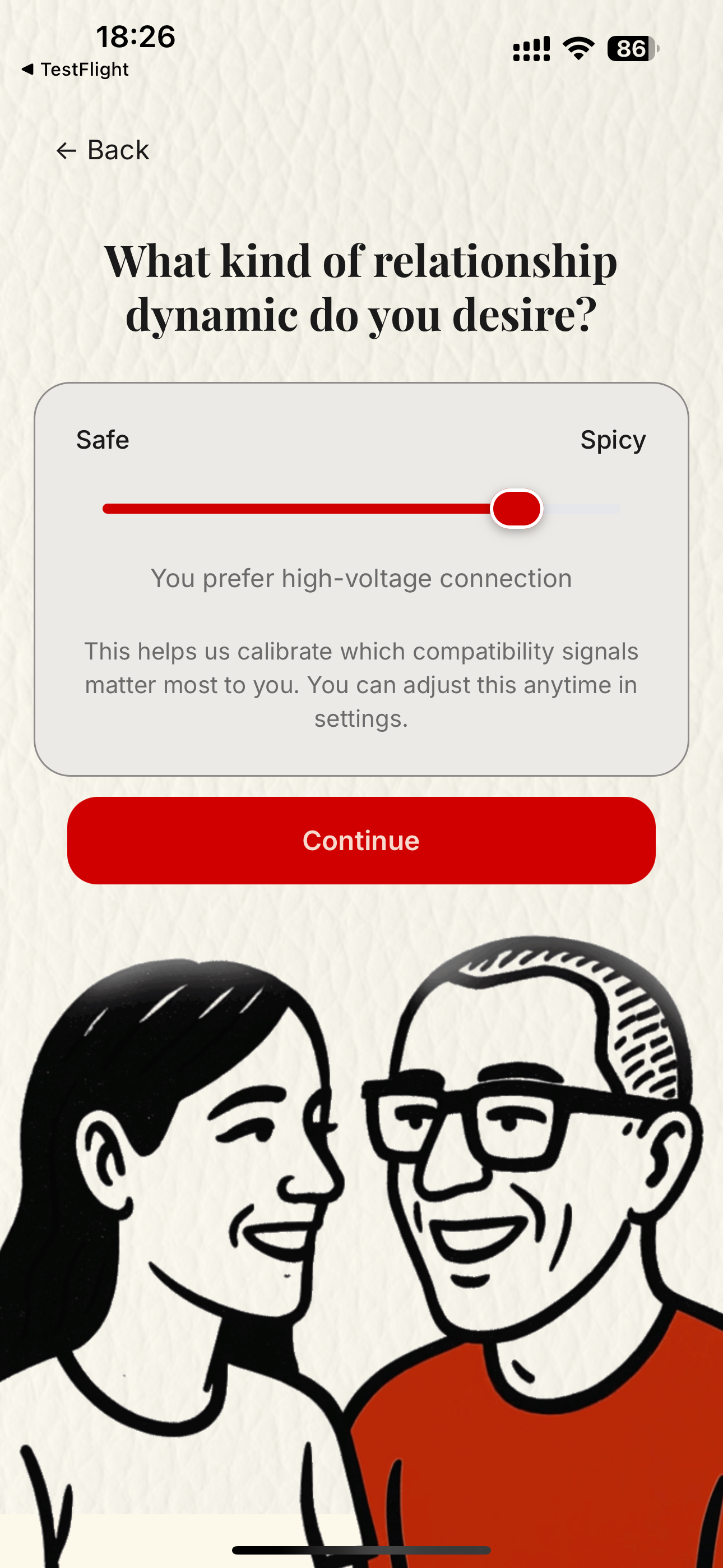 Relationship type selection